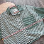 Abercrombie & Fitch  green two toned striped button down shirt Photo 3