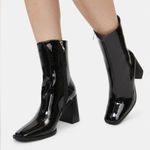 NWOT AZALEA WANG BLACK PATENT DON'T NEED YOU TONIGHT BOOTIES Size 10 Photo 0