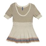 Free People Cream Fair Isle Fit and Flare Short Sleeve Knit Top Size XS Photo 1