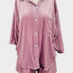 Luxurious pink Velvet Pajama Set Size L Photo 0