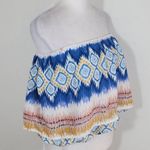Raga Blue and Pink Boho Strapless Bubble Top NWT Size XS Boho Strapless Crop Top Photo 2