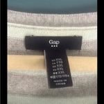 GAP gray, and‎ light teal striped 3/4 length armed sweater size women’s XXL Gray Photo 3