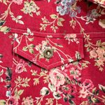 American Vintage Retro Buttoned Red Floral Long Sleeve Jacket Blazer Medium Printed Boho Cottage Photo 8