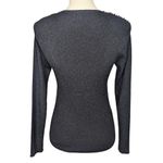 Cache Y2K Scoop Neck Rib Knit Beaded Metallic Sweater Black Photo 1