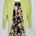 Le lis Lime Mixed Print Green & Pale Gray Striped with Navy Floral Back Panel M Photo 8