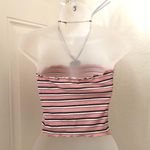 Y2K pink striped tube crop top shirt blouse Sz M Measurement in pics Necklace not included Size M Photo 1