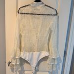 Jonathan Simkhai White Lace Bodysuit Long Sleeve Top | S Photo 3