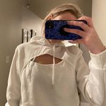 Adika White Cropped Cut Out Hoodie Photo 0