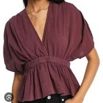 ASOS Textured Plunge Short Sleeve Blouse Photo 0