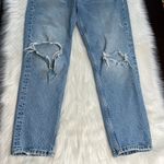 ZARA Light Wash Ripped Knee Mom Jeans Photo 3