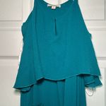 Ella Moss ‎ Teal Pleated Maxi Dress Women’s XS Crepe Crinkle Layer Tier Gown Photo 2