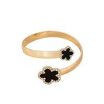 18k Gold plated Lucky Flower Geometric Twisted Cuff Bangle Photo 1