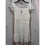 White Birch  Crochet Lace Boho Mini Dress Flutter Sleeve Square Neck Photo 6