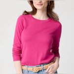 JCrew Factory Long Sleeve Hot Pink Lightweight Cotton Teddie Crew Neck Sweater M Size M Photo 1