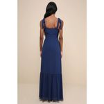 Lulus NWOT  Truly Gorgeous Dark Blue Ruffled Bustier Tie-Strap Maxi Dress Size XL Photo 2