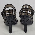 Dolce & Gabbana  Black PVC And Leather Strappy Woven Detail Heel Sandals Sz 38.5 Photo 13