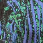 Cashe Sweater Women’s Med Full Zip Stretchy Green Purple Artsy Photo 3