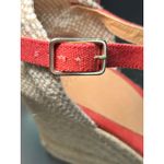 Castaner  Red Canvas Espadrille Wedge Heels Ankle Strap Women's 9.5 Made in Spain Photo 7
