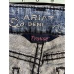 Ariat  Trouser Med‎ Wash Raw Hem Denim Jeans Low Rise Size 28S Zip Logo Western Photo 4