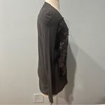 Simply Vera, Vera Wang Simply Vera Vera Wang Grey Knit Black Sequin FrontV Neck Cardigan Size Medium Photo 3