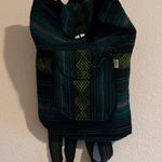 Hispanic / Latin American Green Plaid Print Knit Canvas Backpack Photo 2