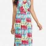 New Direction Vibrant colors tie dye scratch print crossover maxi dress size large Photo 0