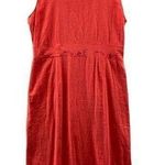 COUNTRY WEAR CASUALS Maxi Dress Womens Large Orange Linen Rayon Silk Embroidered Photo 0