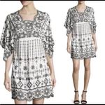Parker Beth Eyelet Shift Dress Embroidered Mini Black White Size Small Scalloped Photo 2