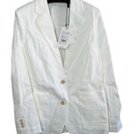 Theory Womens White Minimalist Linen Blend Blazer Size 4 Eco Crunch Wash Photo 0