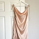 NWT LEAU Satin Champagne Drawstring Mini Dress Gold Size XXL Photo 2