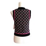 SO  Retro Sweater Vest Preppy Black Fuchsia Crop High Neck Vest Junior Medium NEW Photo 5
