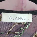 GLANCE BLACK MESH ALLOVER BOLD BOHO COLORFUL FLORAL LEAF EMBROIDERED SHEER TOP M Pink Size M Photo 8