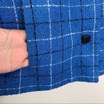 Cricket Lane Collection Wool Blend Textured Blue Plaid Blazer Jacket, Size 12 Photo 4