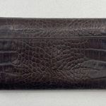 Ralph Lauren Vtg Lauren  Wallet Croc Embossed Brown Leather Checkbook Pocketbook Photo 2