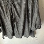Fred David ‎ Blouse Womens 1X Gray White Polka Dot Long Sleeve Lace Up Top Plus Photo 2