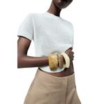 ZARA Cropped Short Sleeve Sweater Pullover Women's Medium Light Blue Sheer Girly Photo 2