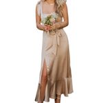 Show Me Your Mumu Claire Midi Bridesmaid Dress Gold Champaign Wedding Formal Photo 8