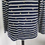 Boden Long Sleeve Top Navy Blue White Stripes with gold Glitter Dots Size 4 Photo 2