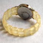 Source Unknown Unique Flower Rhinestone Accent Lt Yellow Acylic Stretch Band Gold Tone Watch Photo 3