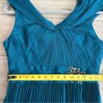 Adrianna Papell  Teal Blue Shirred Caplet Embellished Pleated Skirt Gown NWT 8 Photo 8