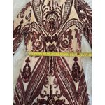 Main Strip  sequin bodycon mini dress, nude mesh with burgundy‎ beaded design L Photo 11