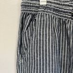 L.L.Bean  Premium Washable Linen Pull-On Pants Stripe Relaxed Wide Leg 4P Photo 3