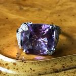 Rose De France Amethyst Sterling Silver Cocktail Ring Size 10 Purple Photo 0