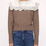 ZARA wool blend brown sweater with contrasting collar Small Photo 3
