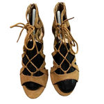 Fergalicious By Fergie Suede Lace-Up Cut-Out Details Peep Toe Heels Size 9.5 Photo 2