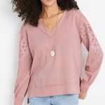 Maurice's  XL Pink V-Neck Sweater with Lace Sleeves Photo 0