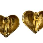 Givenchy Logo Gold tone HEART Shape Clip-On Earrings Vintage Photo 1