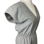 J.Crew Cap Sleeve Gray Pinstripe Wool Dress Elastic Waist Size 4 Career Office Photo 2