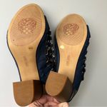 Vince Camuto  Navy Leather 9M Laced 3" Block Heel Open Toe Shoes Photo 3