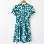 Mila Mae Floral Patterned Tie Neck Mini Dress in Teal Pink Blue Photo 8